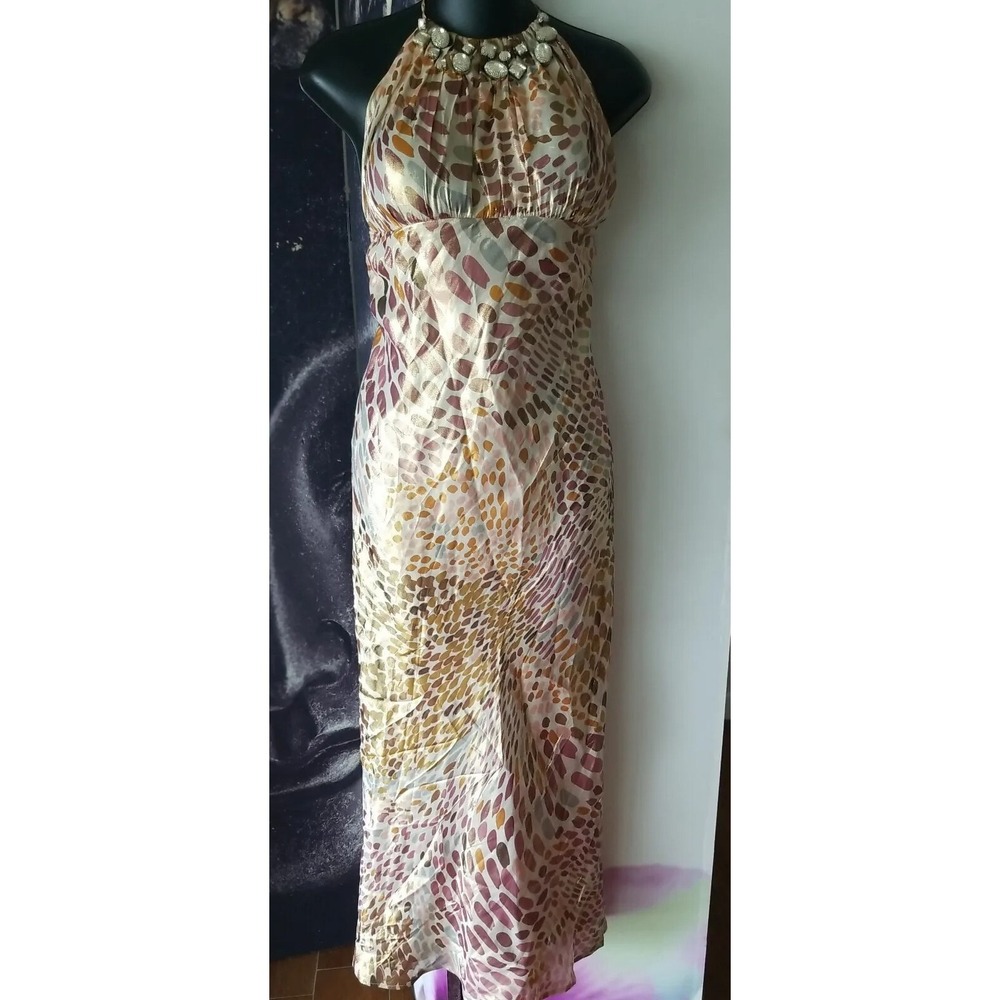 ABS Allen Schwartz Collection Womens Ruched Dress Silver‎ Metallic Size Large